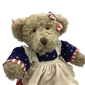 Vtg Russ‎ Ode to America Martha Washington Teddy Bear Patriotic Animal Plush 10"
